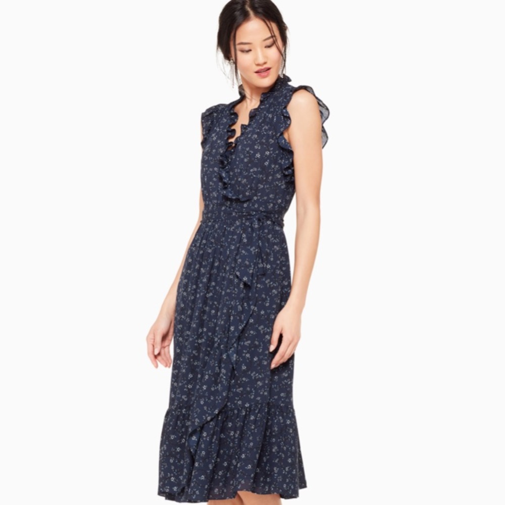 NWT Kate Spade Outwest Wild Rose Ruffle Wrap Dress